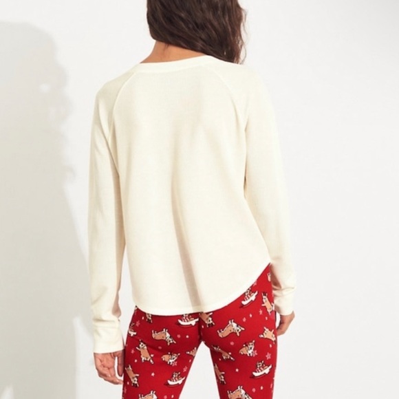 NWT Hollister Holiday Cozy Waffle Pyjama Gift Set, Red/White - Picture 5 of 9